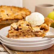 Apple Pie a la Mode Slice on a Plate