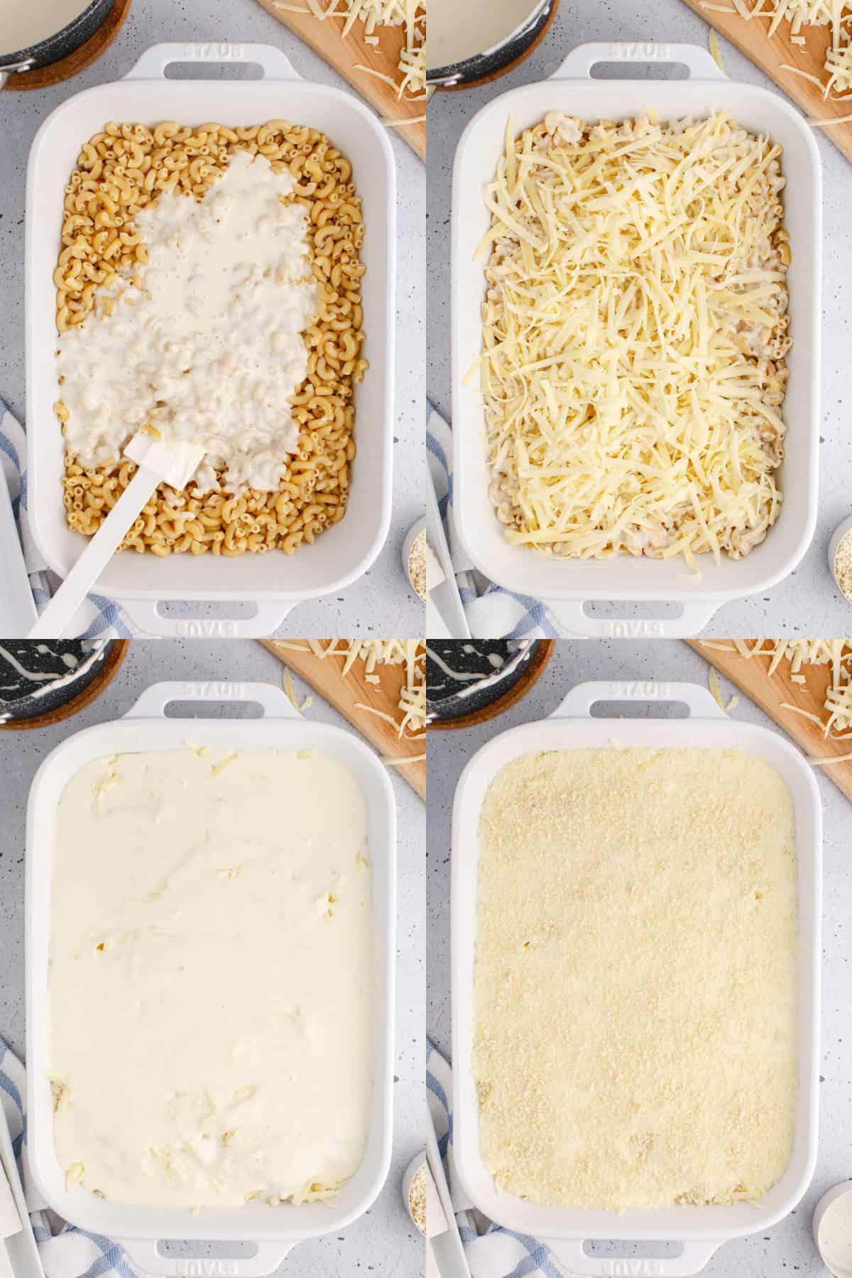 Baked White Cheddar Mac and Cheese Noodles in a Pan