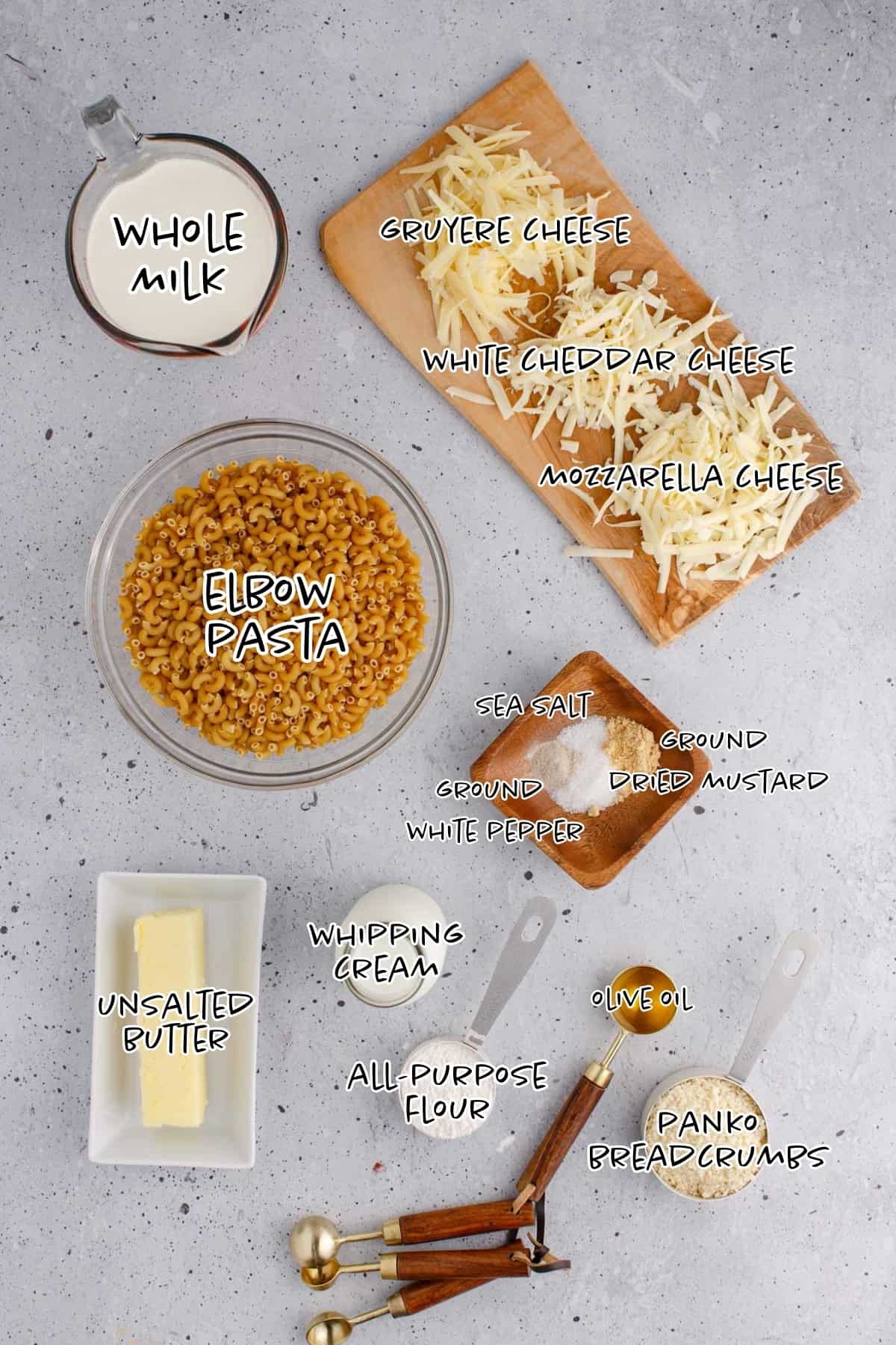 Baked White Cheddar Mac and Cheese Ingredients