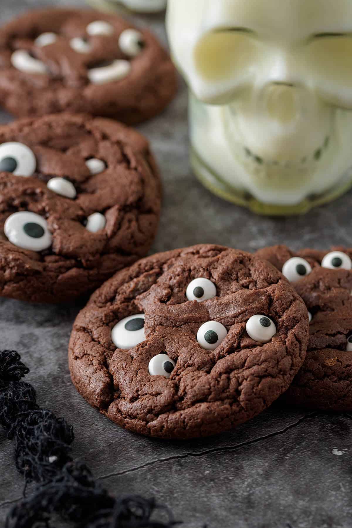 Cookies from Devils Food Cake Mix With a Skull in Back