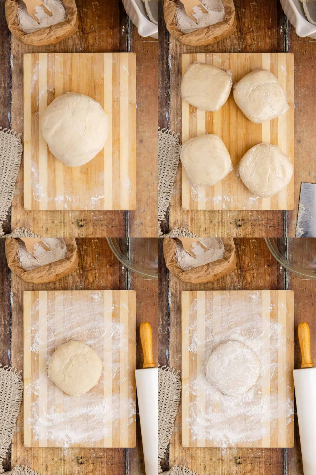 Crisco Pie Crust Dough Being Portioned and Floured