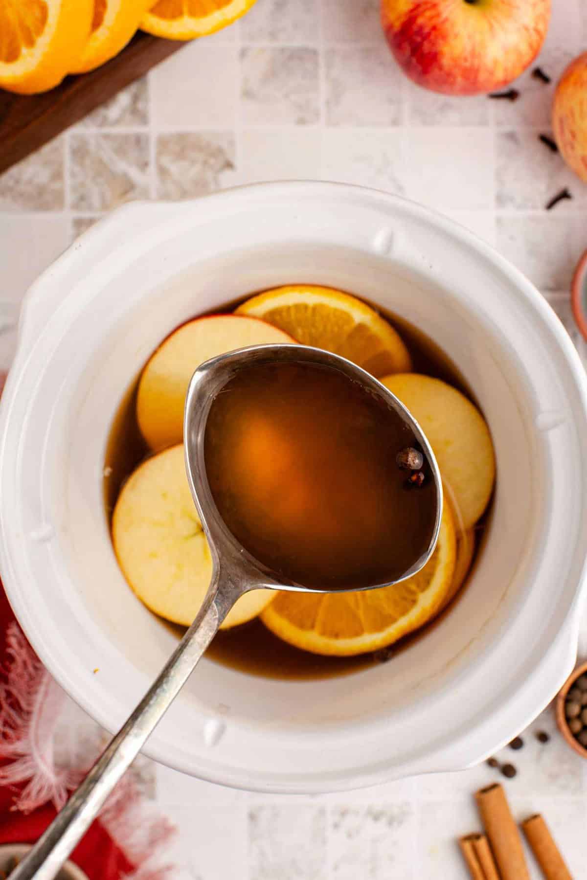 Spiked Apple Cider Crockpot with Ladle