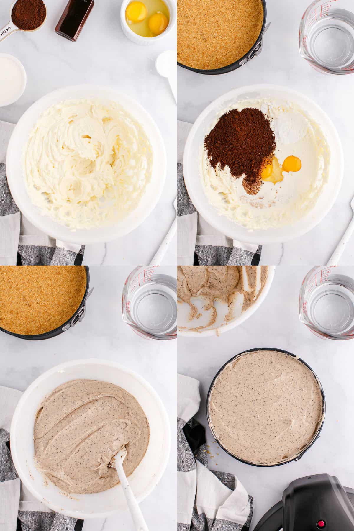 Tiramisu Cheesecake Filling Being Made in a Bowl