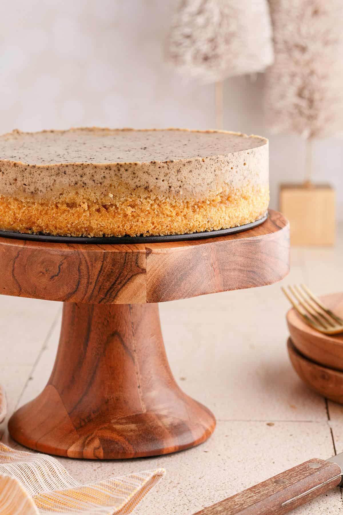 Tiramisu Cheesecake On a Pie Tray