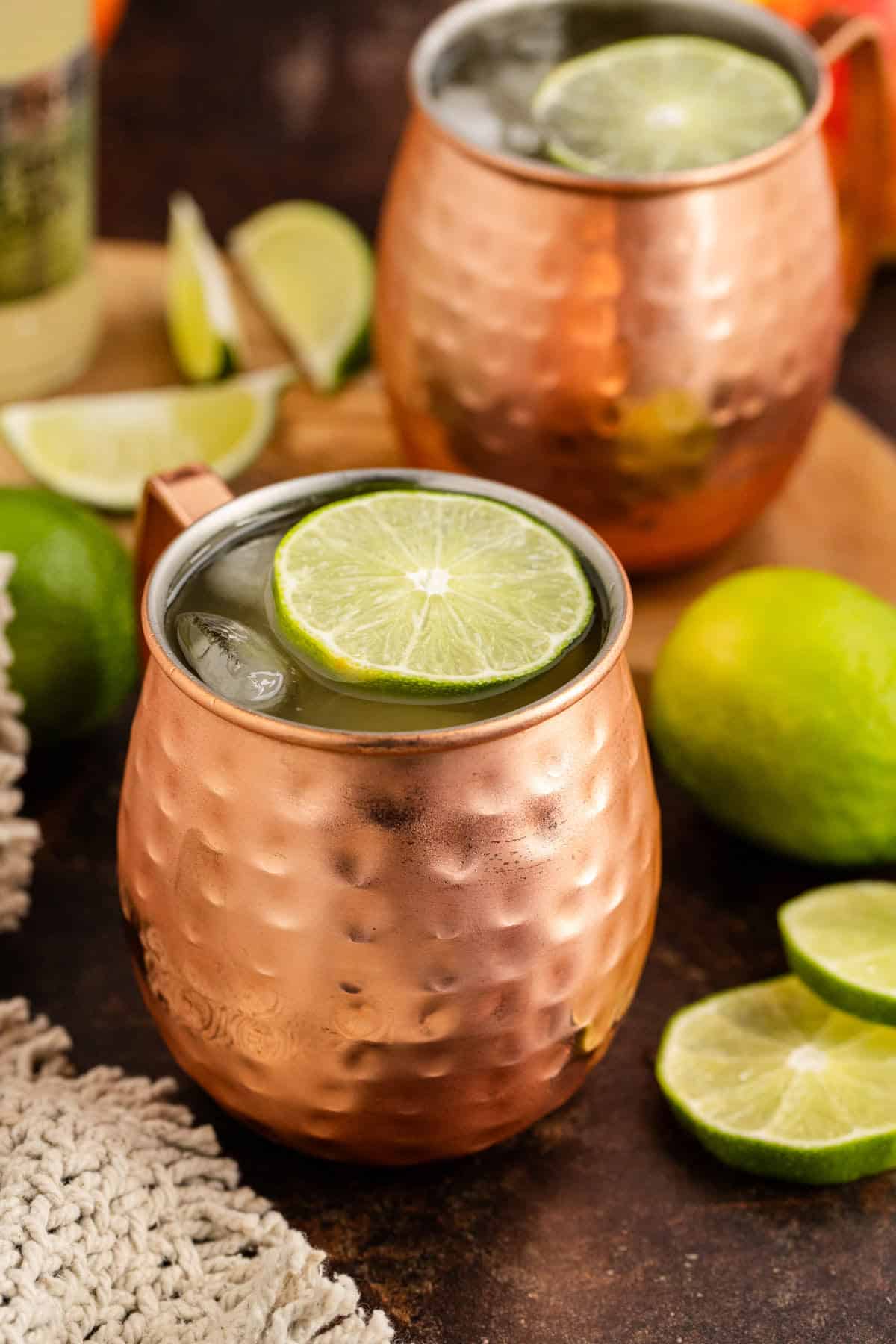 Apple Cider Moscow Mule in Glasses with Garnish