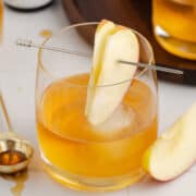 Apple Cider Old Fashioned in Low Ball Glass with Apple Slices