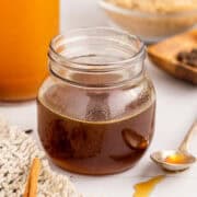 Apple Cider Simple Syrup in a Jar