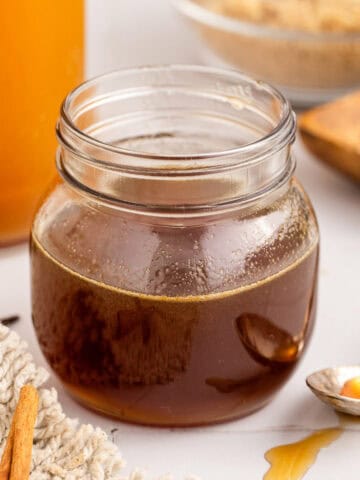 Apple Cider Simple Syrup in a Jar