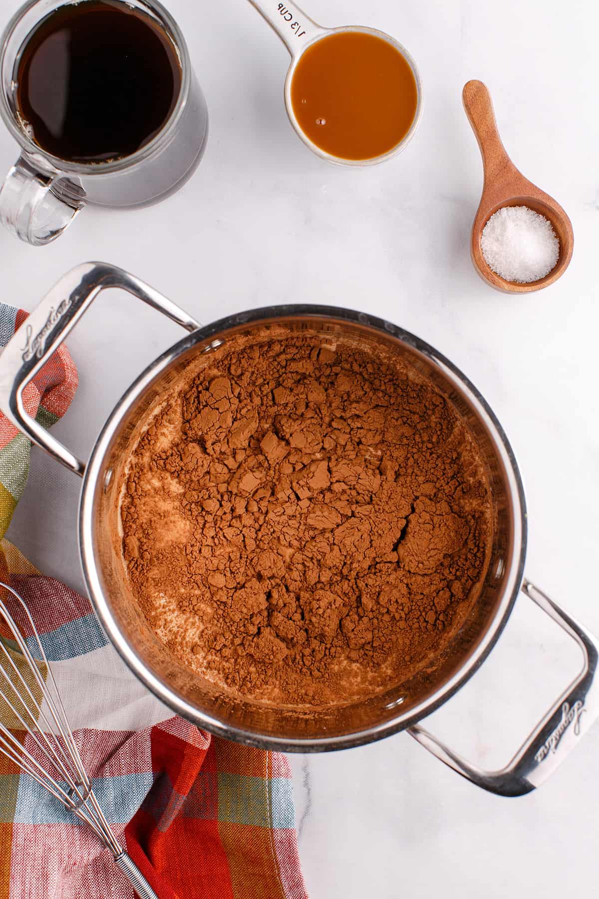 Caramel Mocha Coffee Being Made in a Small Pot