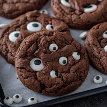 Cookie from Devils Food Cake Mix On a Baking Sheet