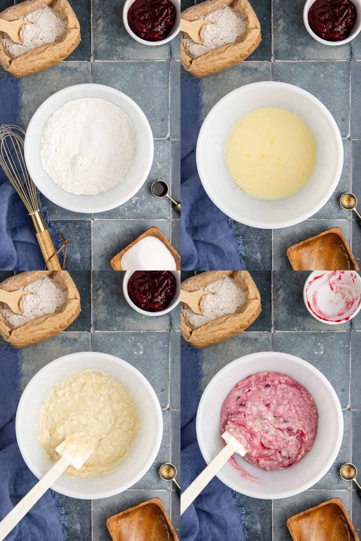 Cranberry Sauce Muffins Batter Being Mixed in a Bowl