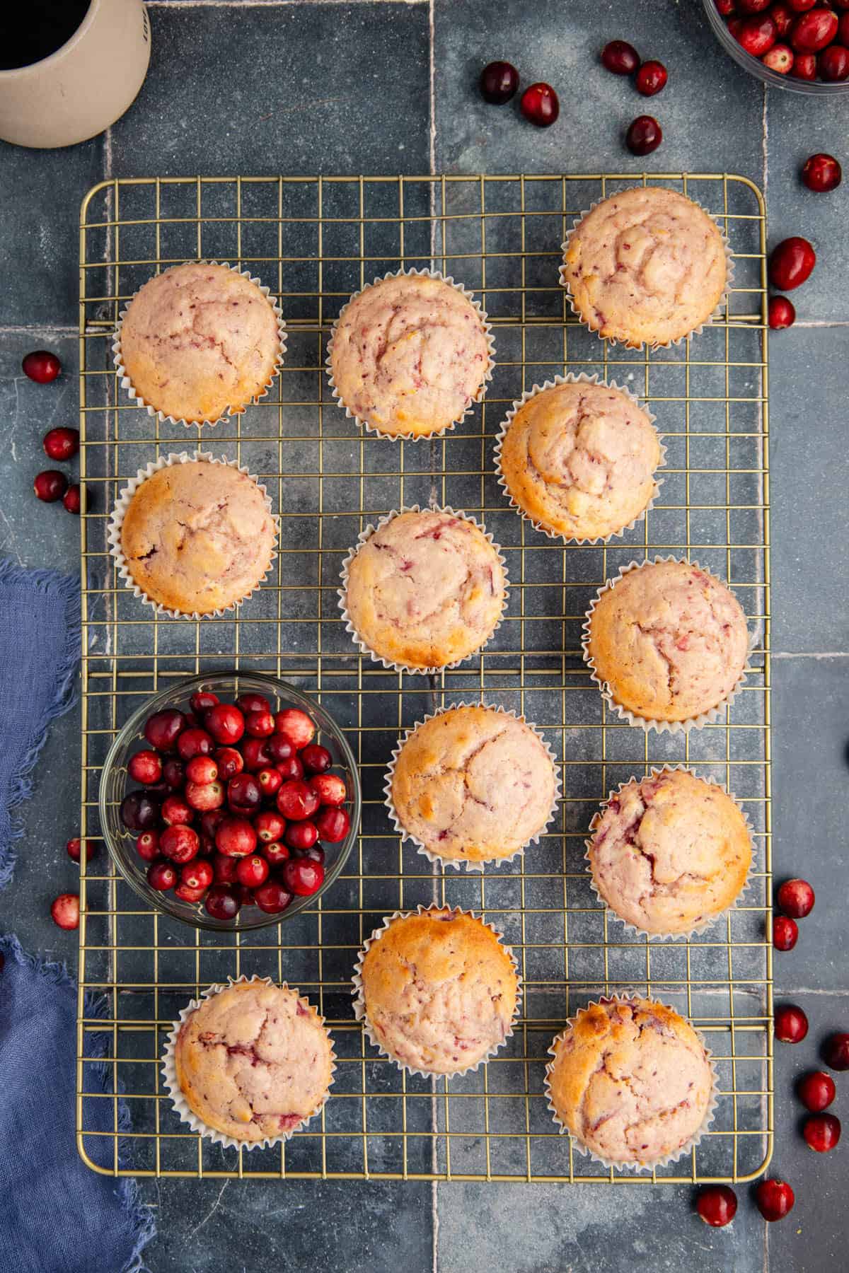 Cranberry Sauce Muffins on a Cooling Rack