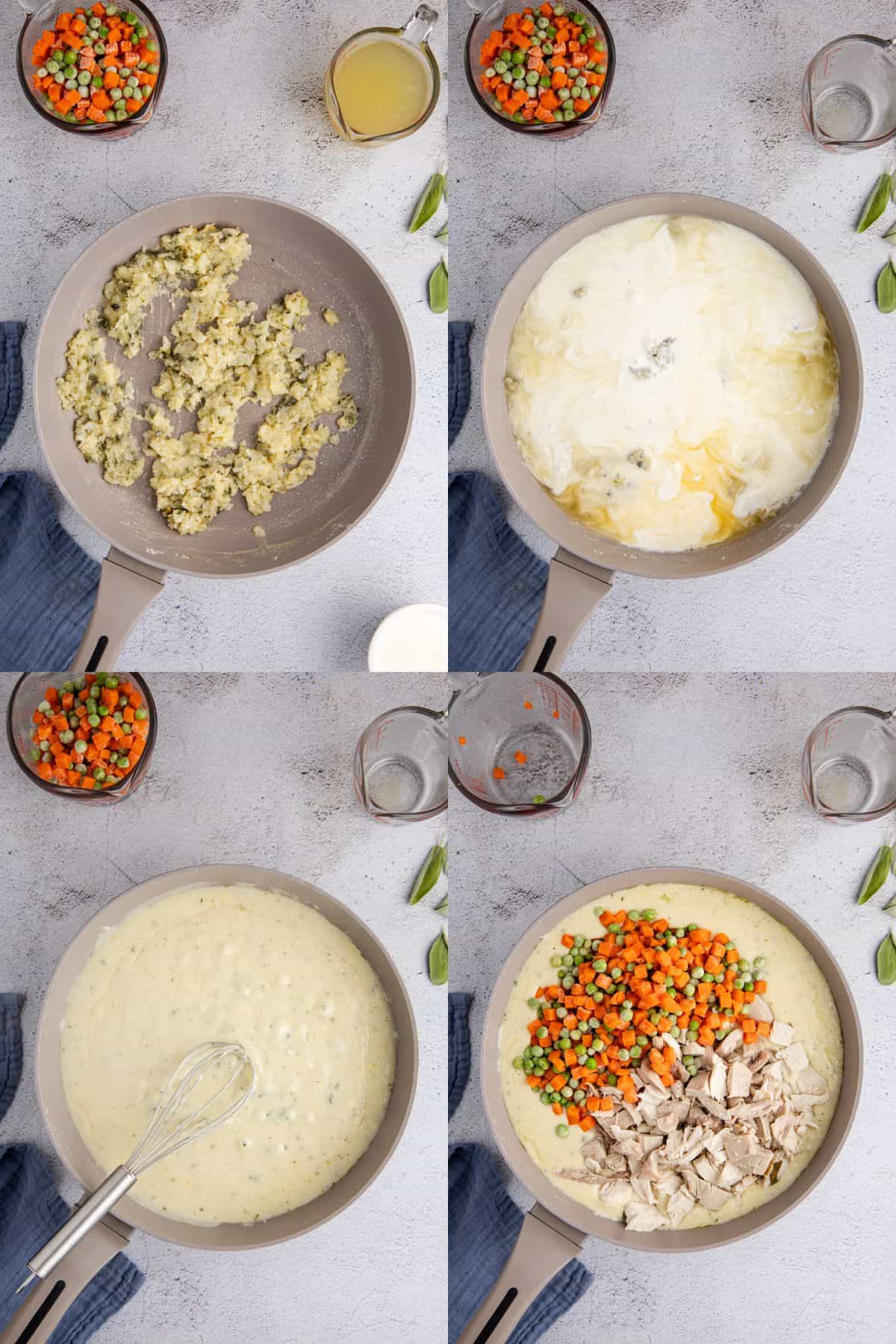 Dad's Leftover Turkey Pot Pie Sauce Being Made