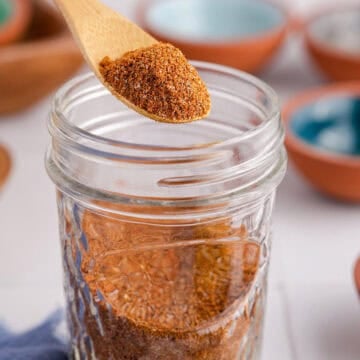Moroccan Spice Blend in a Jar on a Spoon