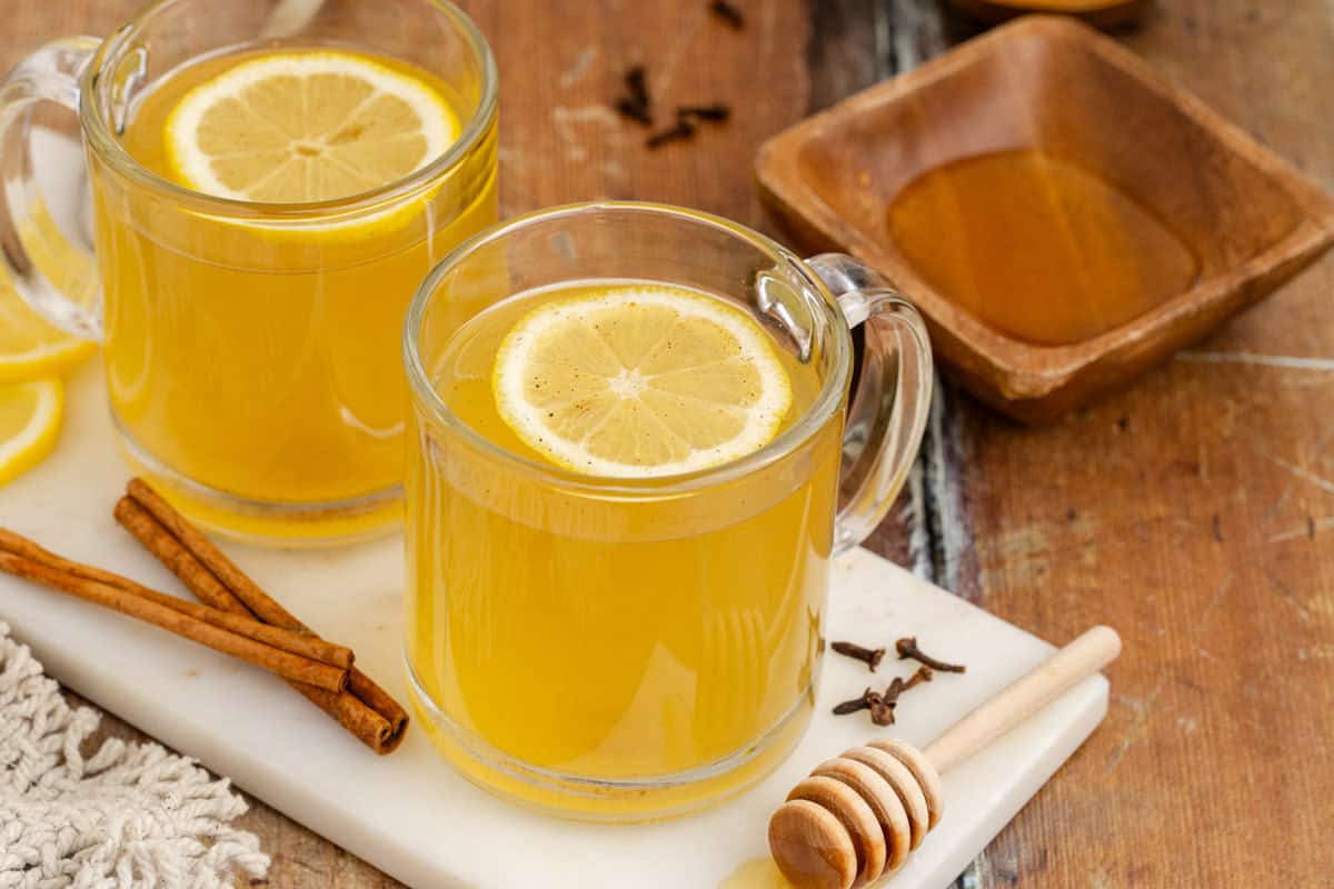 Old Fashioned Hot Toddy in Mugs on a Tray