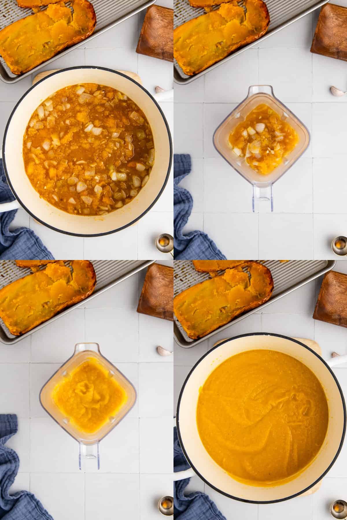 Roasted Butternut Squash and Garlic Soup Made in a Pot