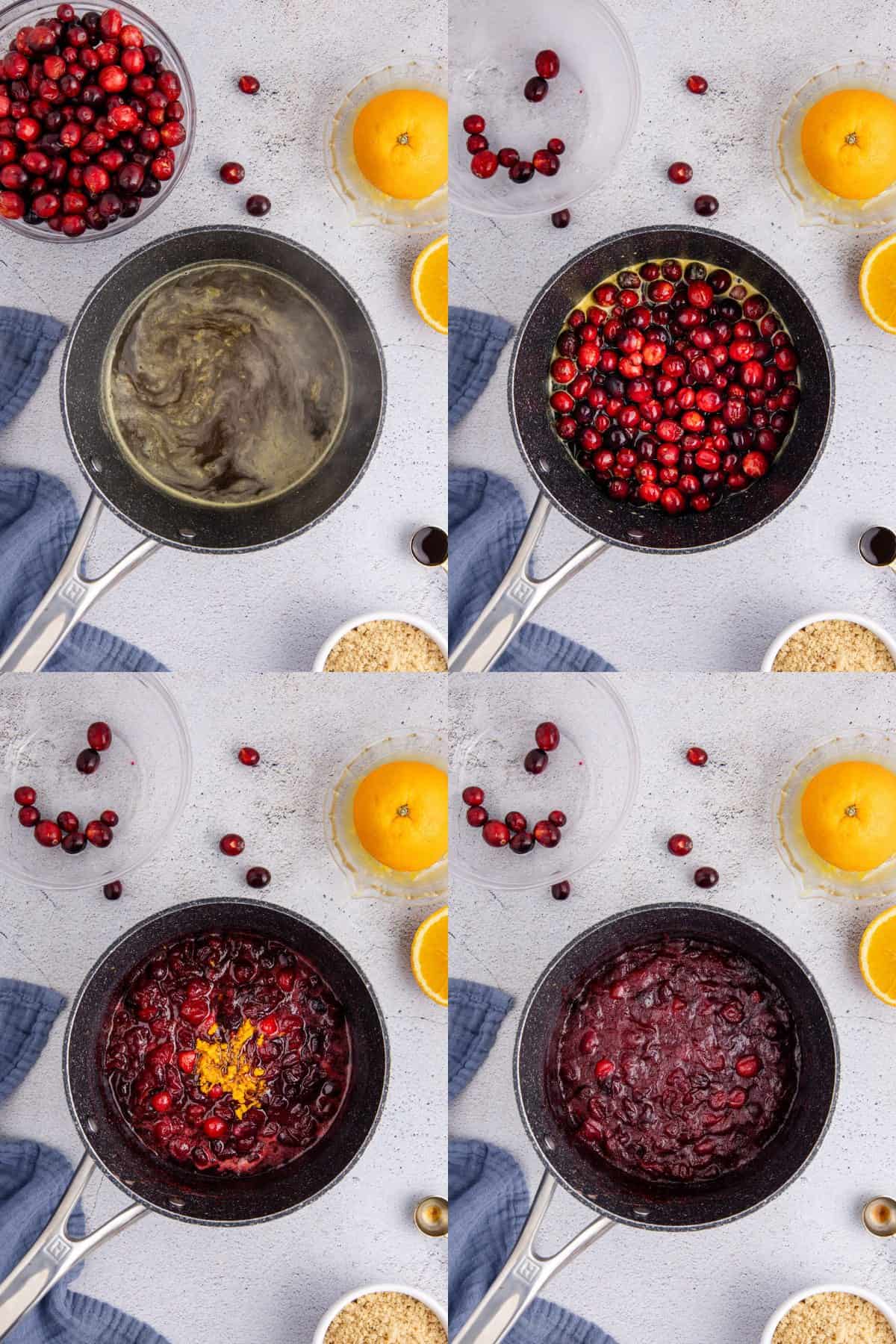 Whole Berry Cranberry Sauce Being Made in a Pot