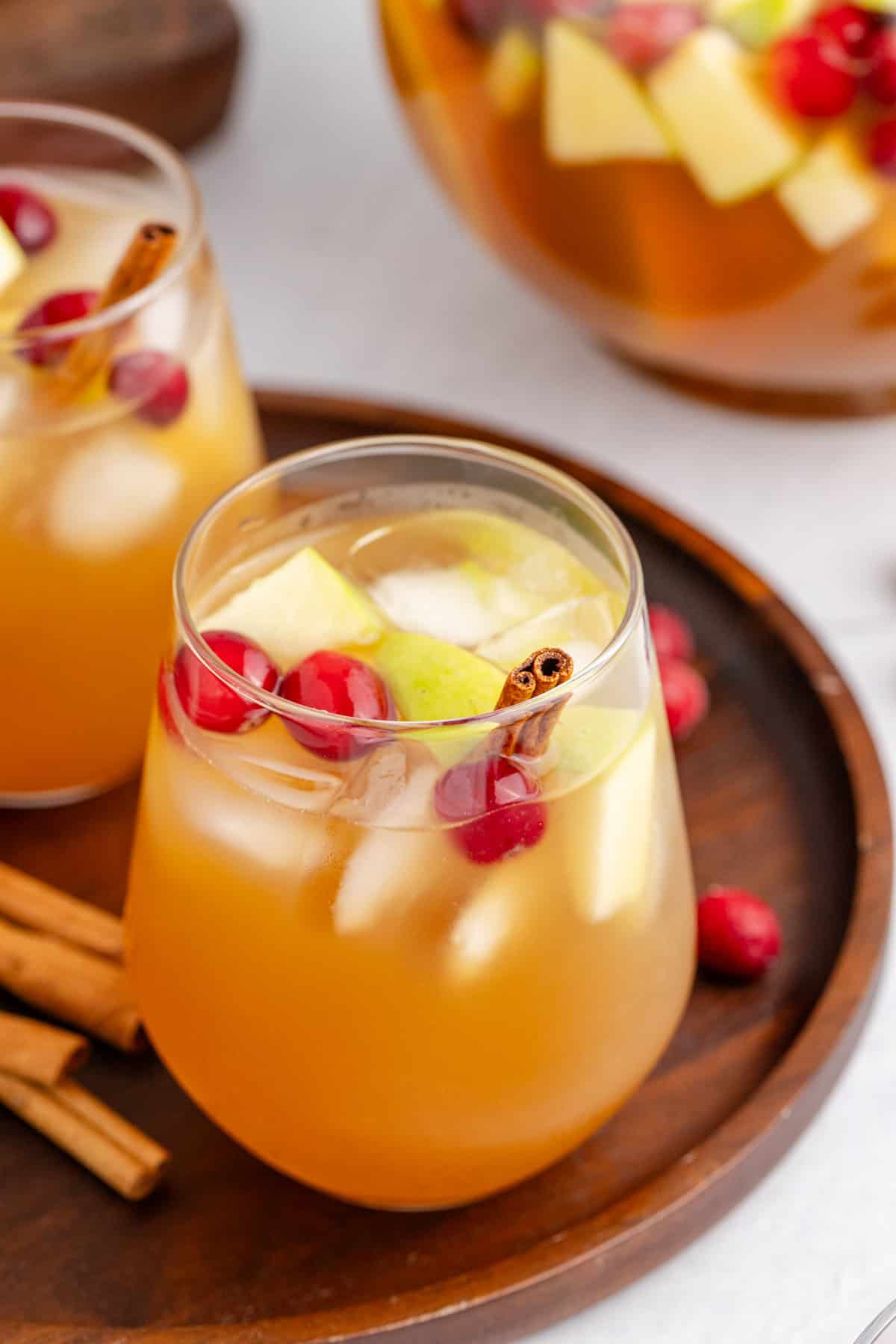 Apple Cider Sangria with White Wine in a Glass