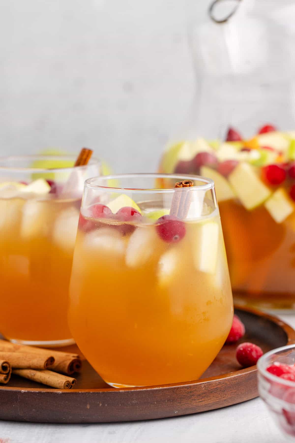 Apple Cider Sangria with White Wine in Glasses