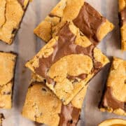 Chocolate Chip Cookie Brownie Bars Recipe Cut and Stacked Together