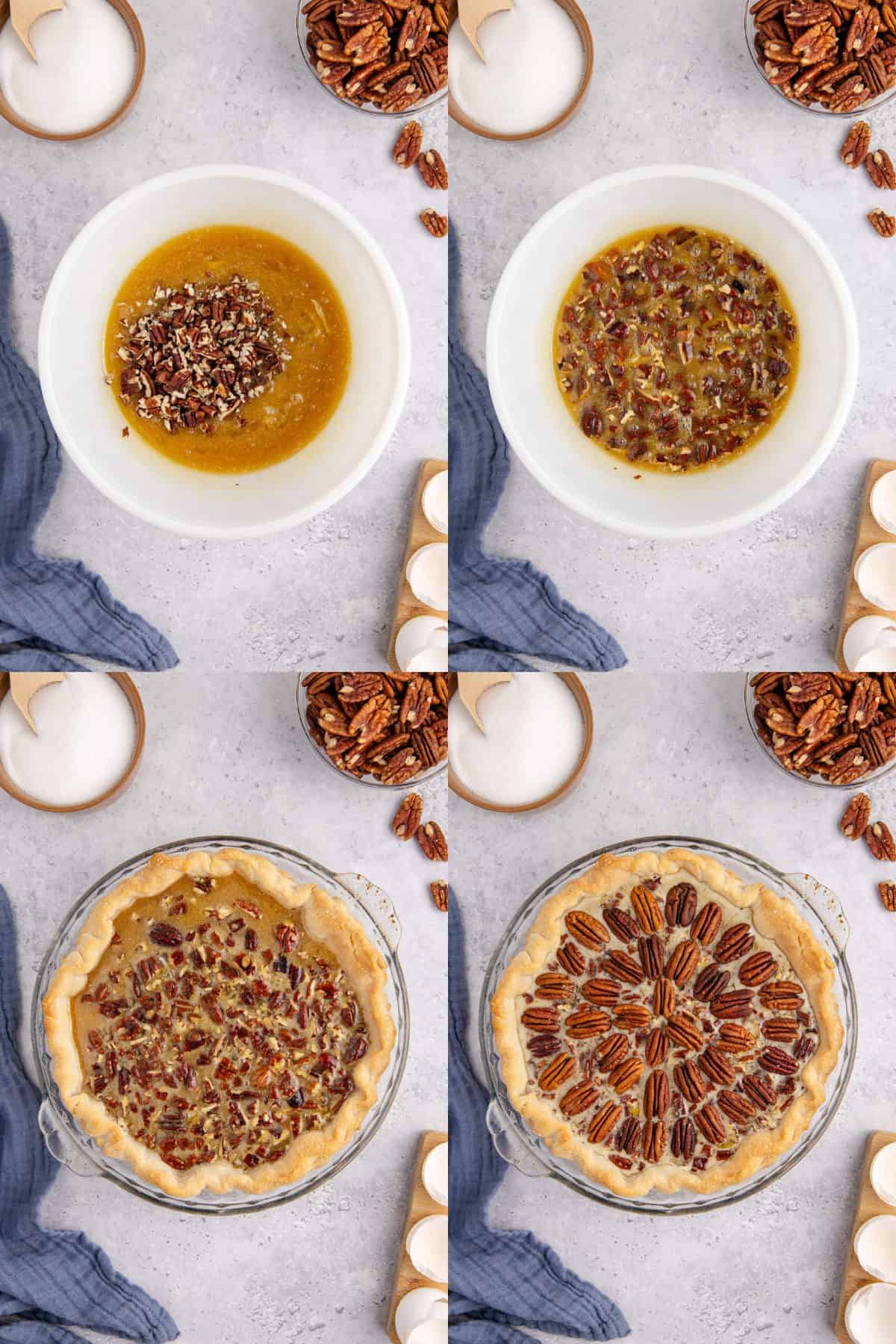 Costco Pecan Pie Being made into unbaked pie crust