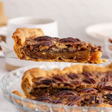 Costco Pecan Pie on a Pie Server