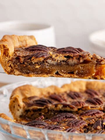 Costco Pecan Pie on a Pie Server