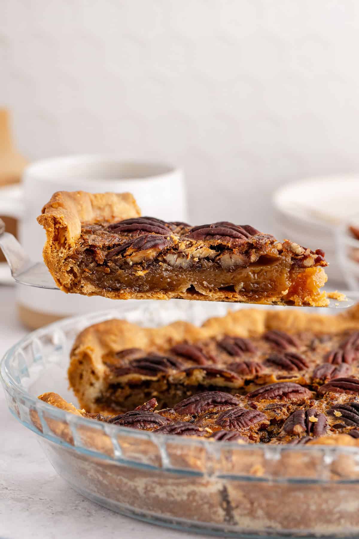 Costco Pecan Pie on a Pie Server