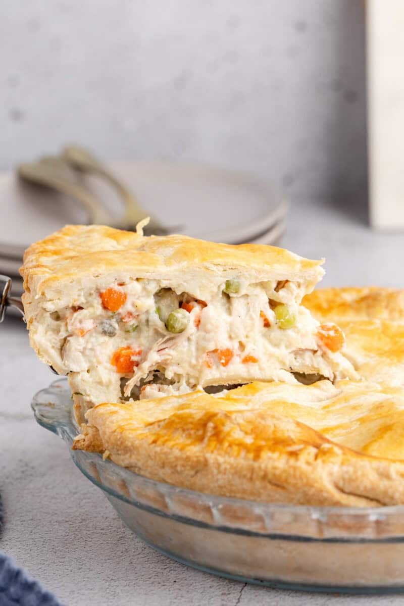 Dad's Leftover Turkey Pot Pie on a Pie Slice