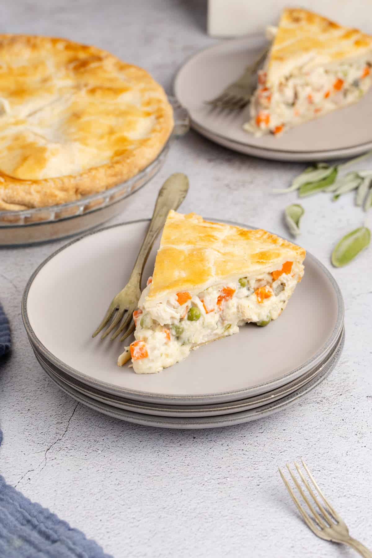 Dad's Leftover Turkey Pot Pie on a Plate with a Fork