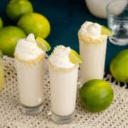 Key Lime Pie Shot in Tall Shot Glasses with Whipped Cream