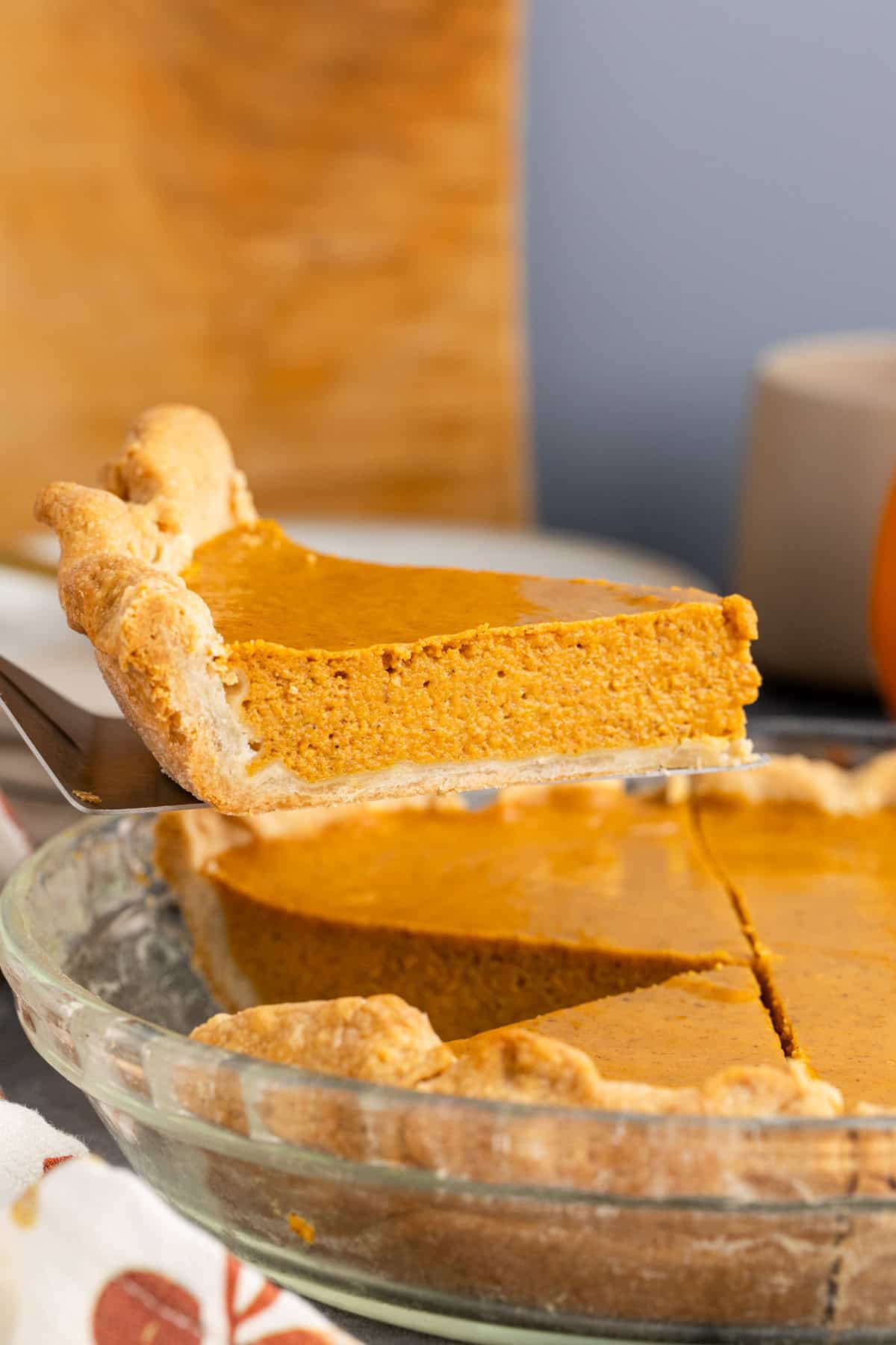 Pumpkin Pie Using Sweetened Condensed Milk on a Pie Slice