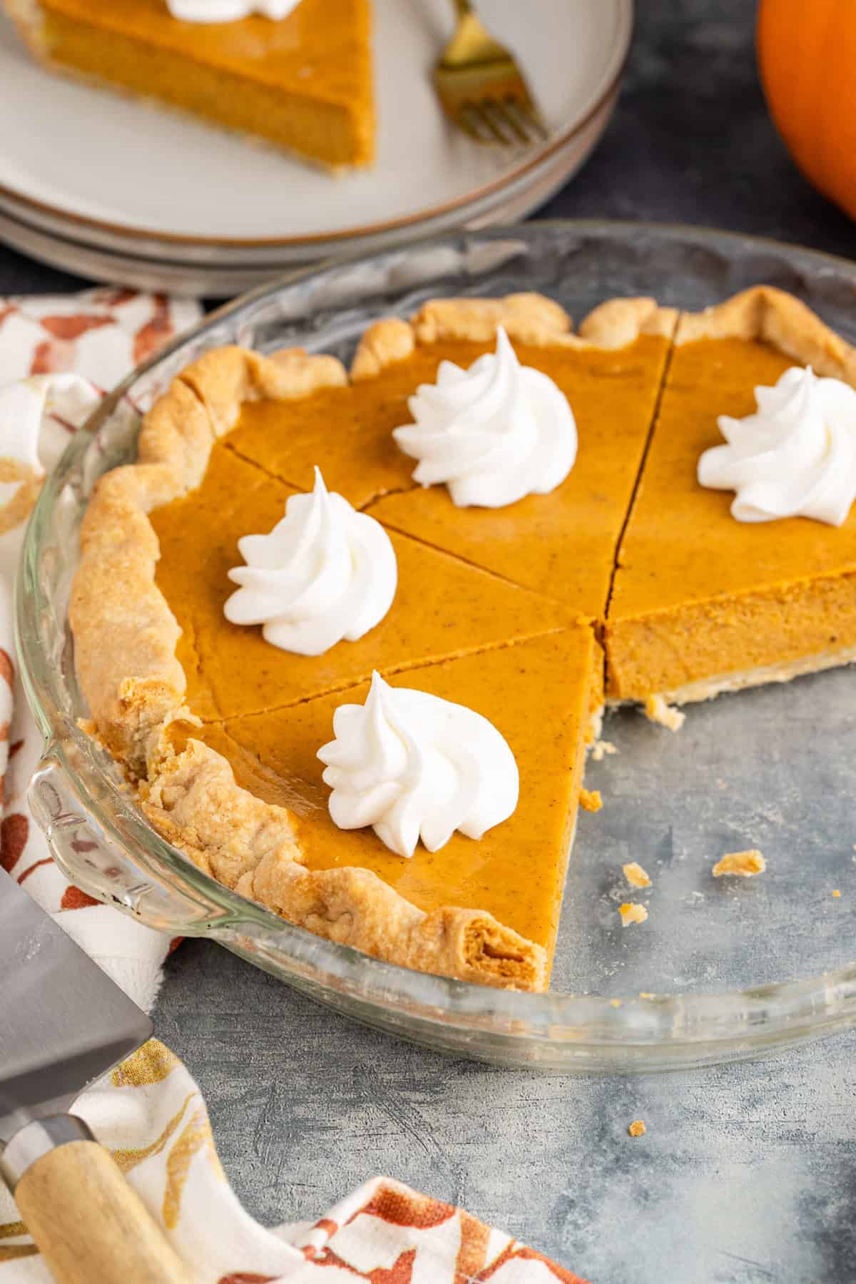 Pumpkin Pie Using Sweetened Condensed Milk with Whipped Cream