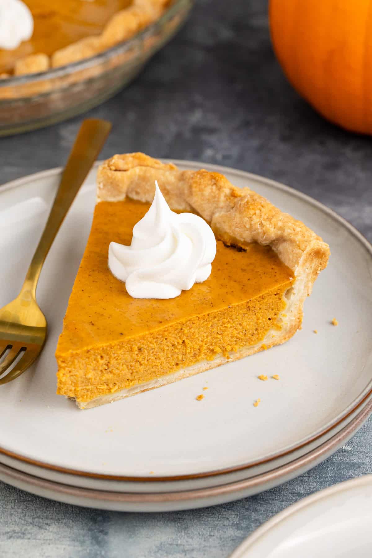 Pumpkin Pie Using Sweetened Condensed Milk on a Plate