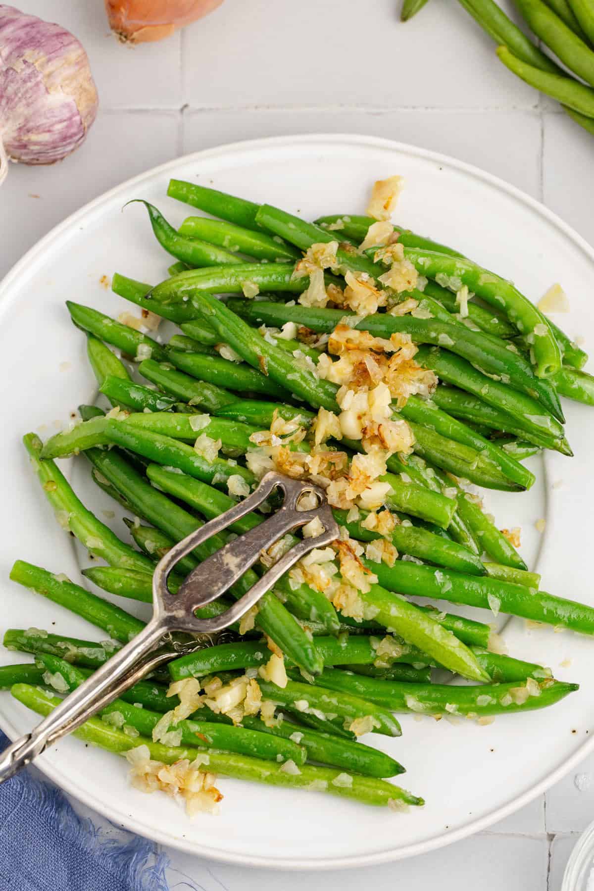 Sautéed Green Beans with Shallots and Garlic With Server