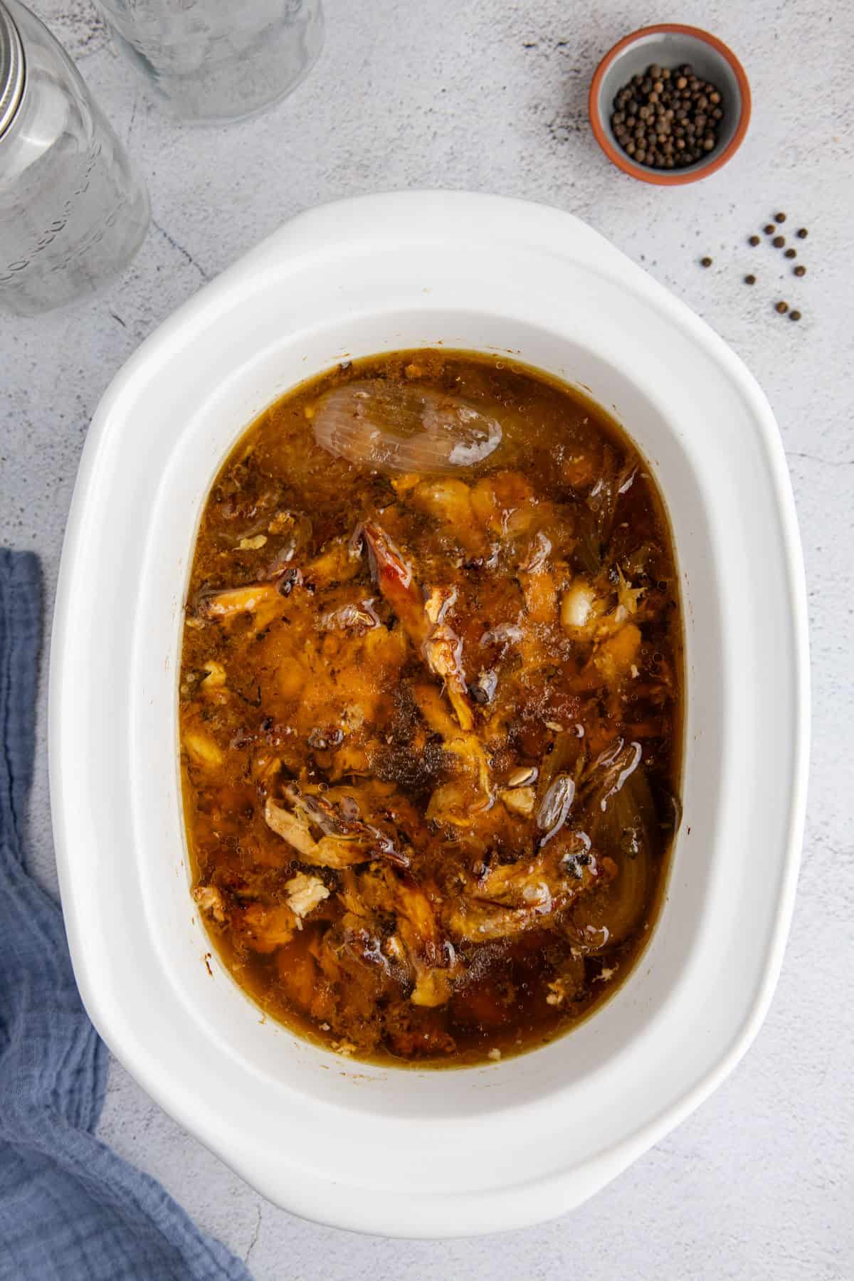 Slow Cooker Turkey Stock Cooked all Together