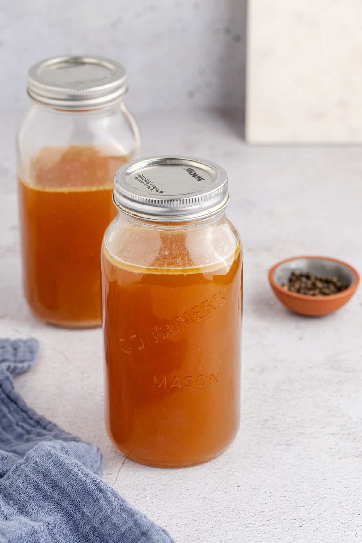 Slow Cooker Turkey Stock in Mason Jars