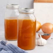 Slow Cooker Turkey Stock in Mason Jars