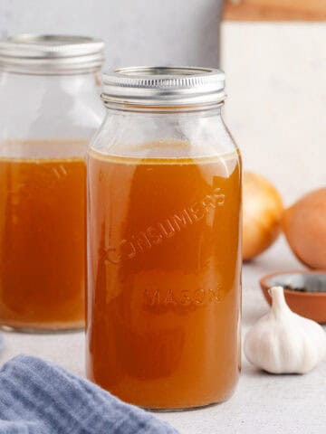 Slow Cooker Turkey Stock in Mason Jars