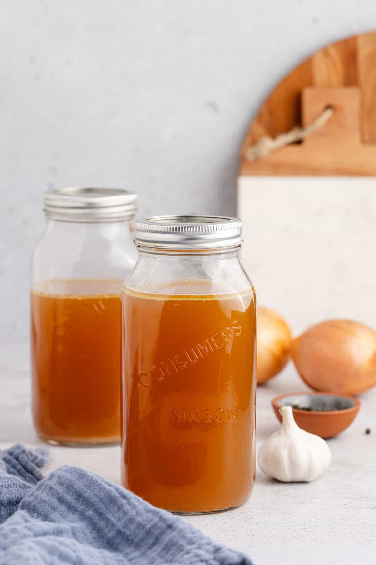 Slow Cooker Turkey Stock in Mason Jars