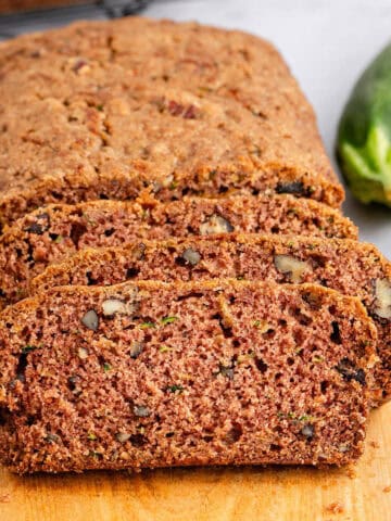 Gluten Free Zucchini Bread on a cutting board