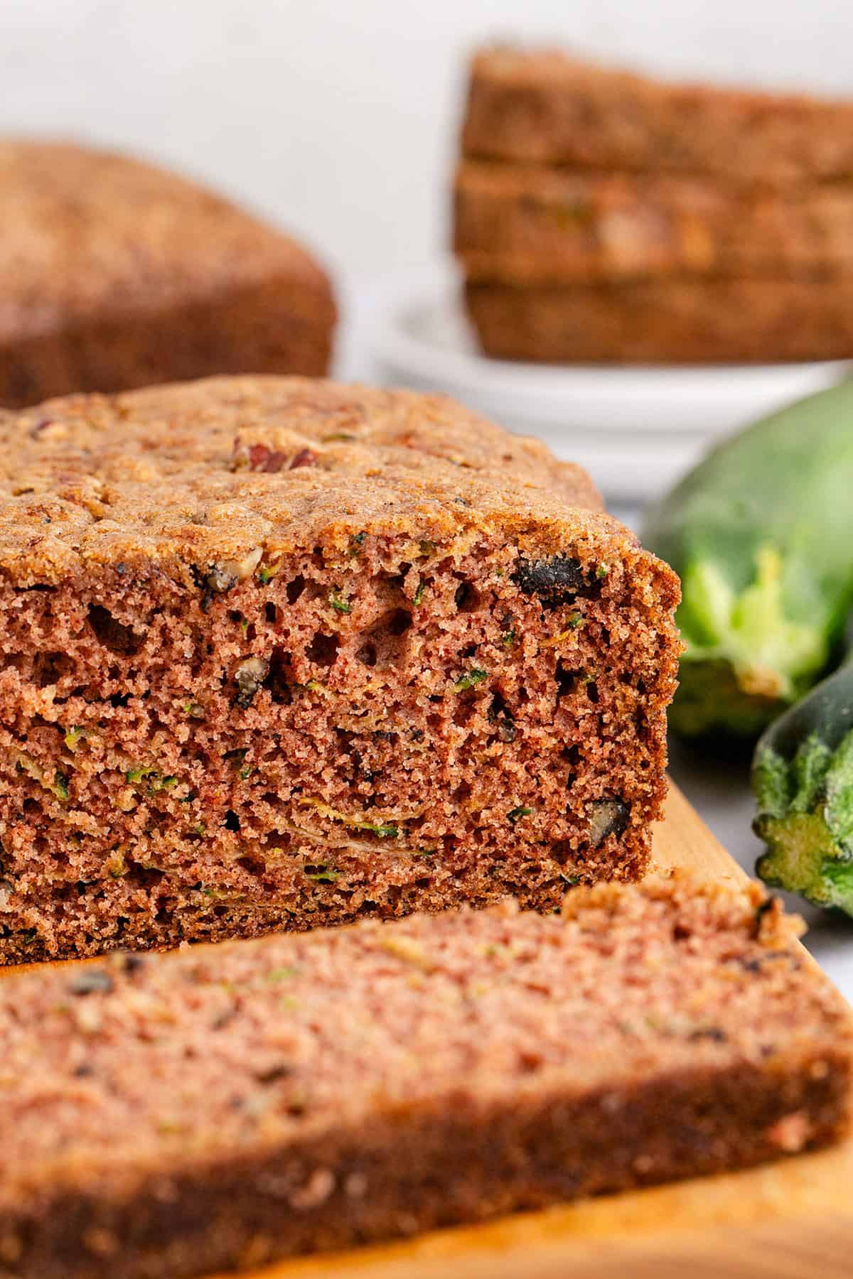 Gluten Free Zucchini Bread with Zucchini in the Back