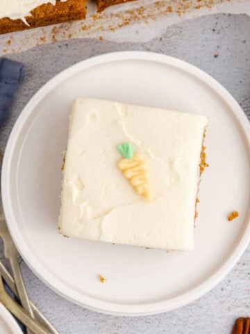 Carrot Sheet Cake on a plate