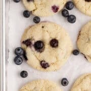 Lemon Blueberry Cookies Close up on a Baking Sheet