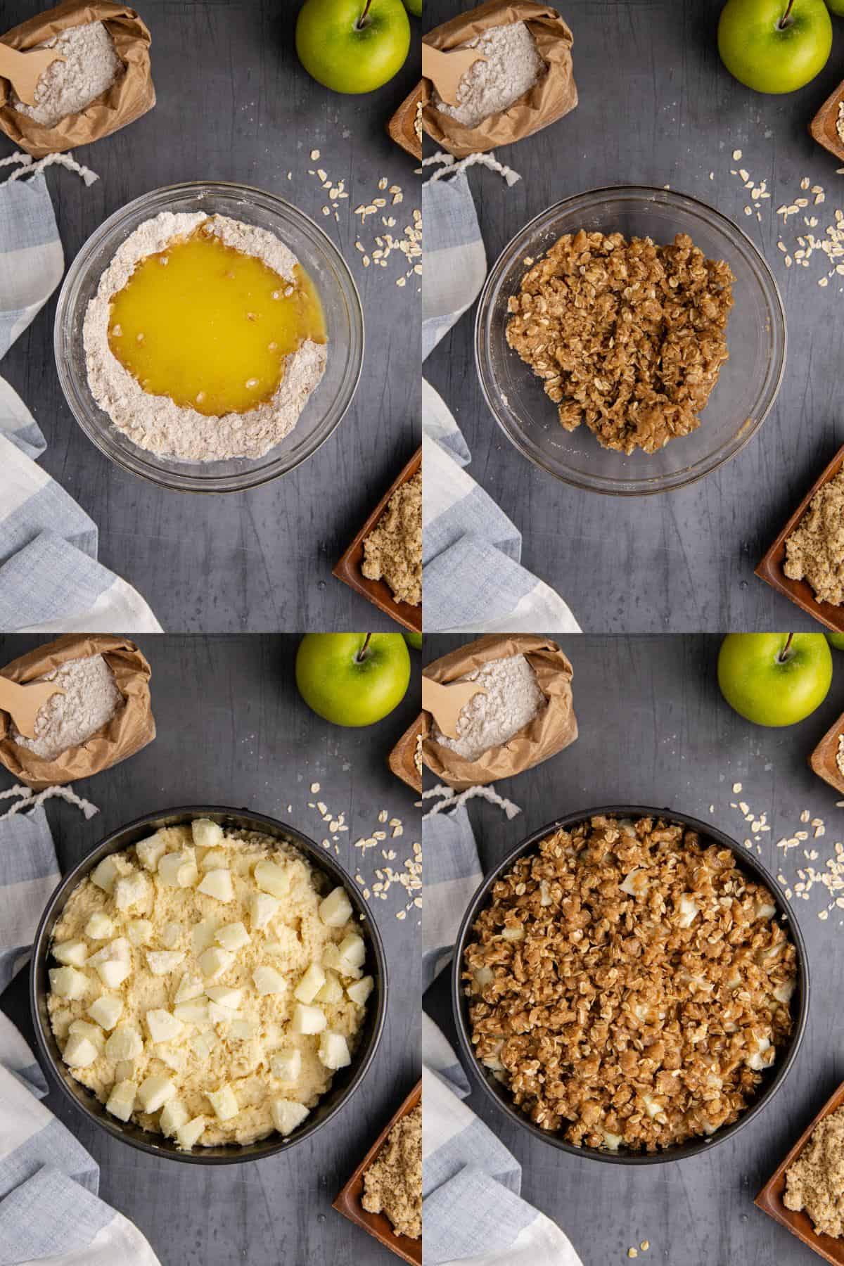 Apple Coffee Cake recipe being made in a bowl and springform pan