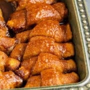 Apple Dumplings using Crescent Rolls Close up in a casserole dish