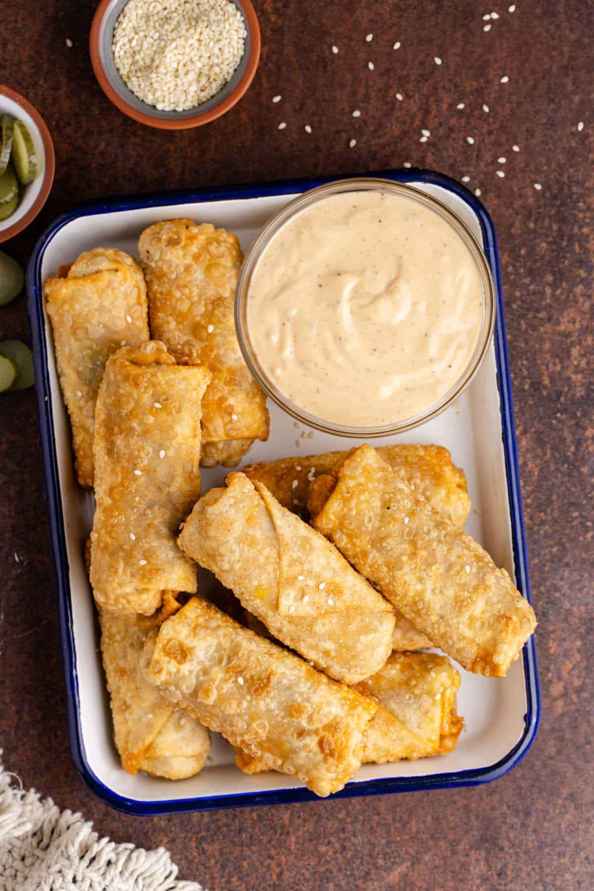 Big Mac Egg Rolls in a serving tray
