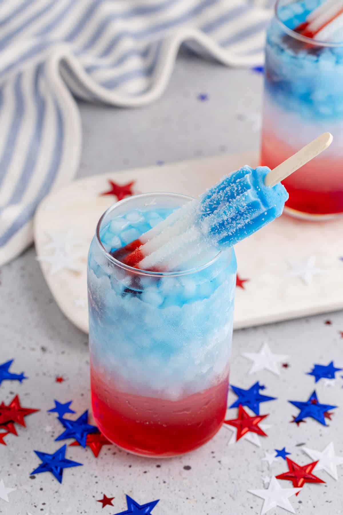 Bomb Pop Cocktail with a popsicle as garnish