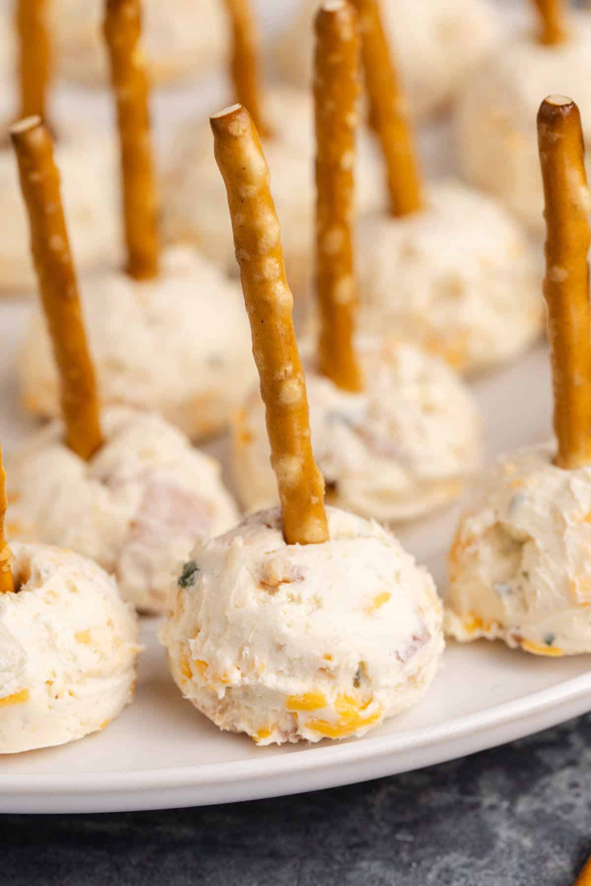 Mini Cheese Balls close up on a plate
