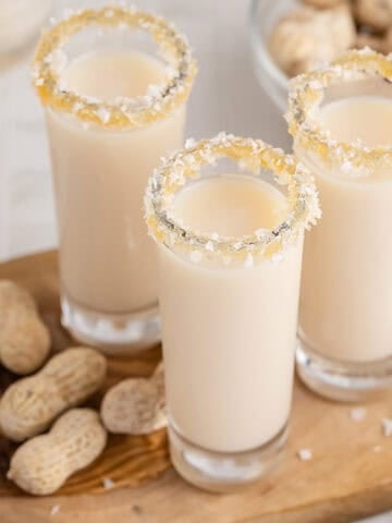 Salted Nut Roll Shot with a salted rim